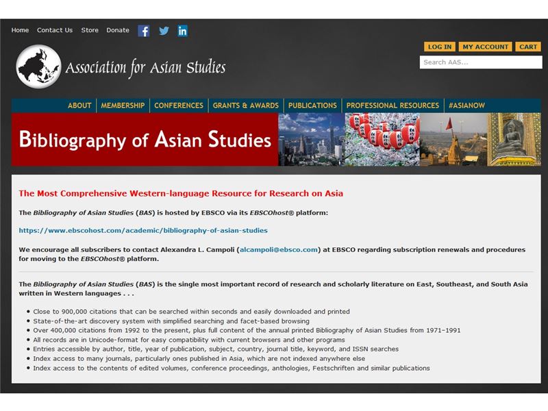 the Bibliography of Asian Studies亞洲研究書目
