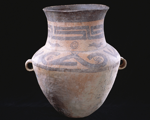 Double-handled earthenware jar with painted decoration