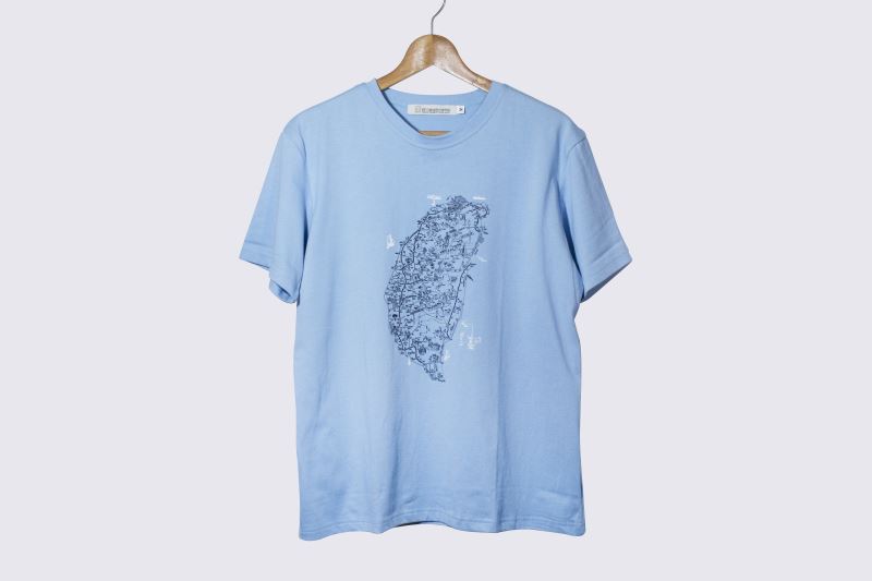 地圖T恤-臺灣案內圖繪(藍)-130